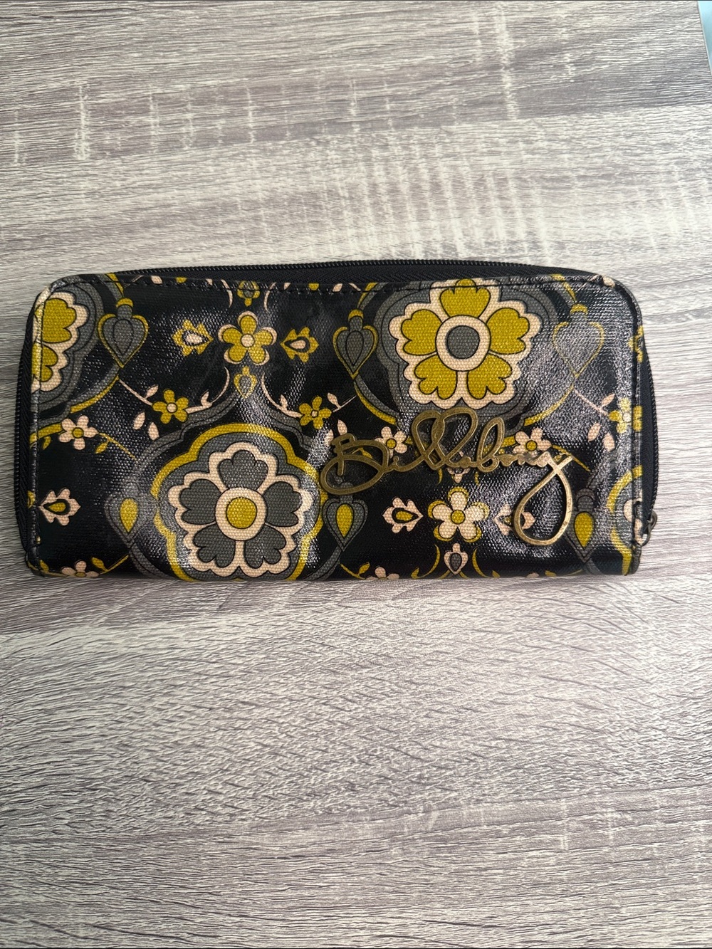 Billabong Black Floral Zip-Around Wallet